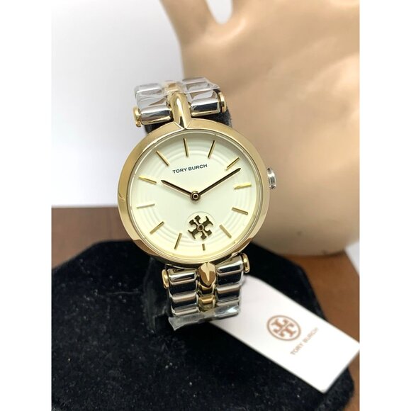 Tory Burch Women's Watch TBW2044 Kira Quartz Cream Dial Two Tone Steel 30mm - Picture 13 of 14